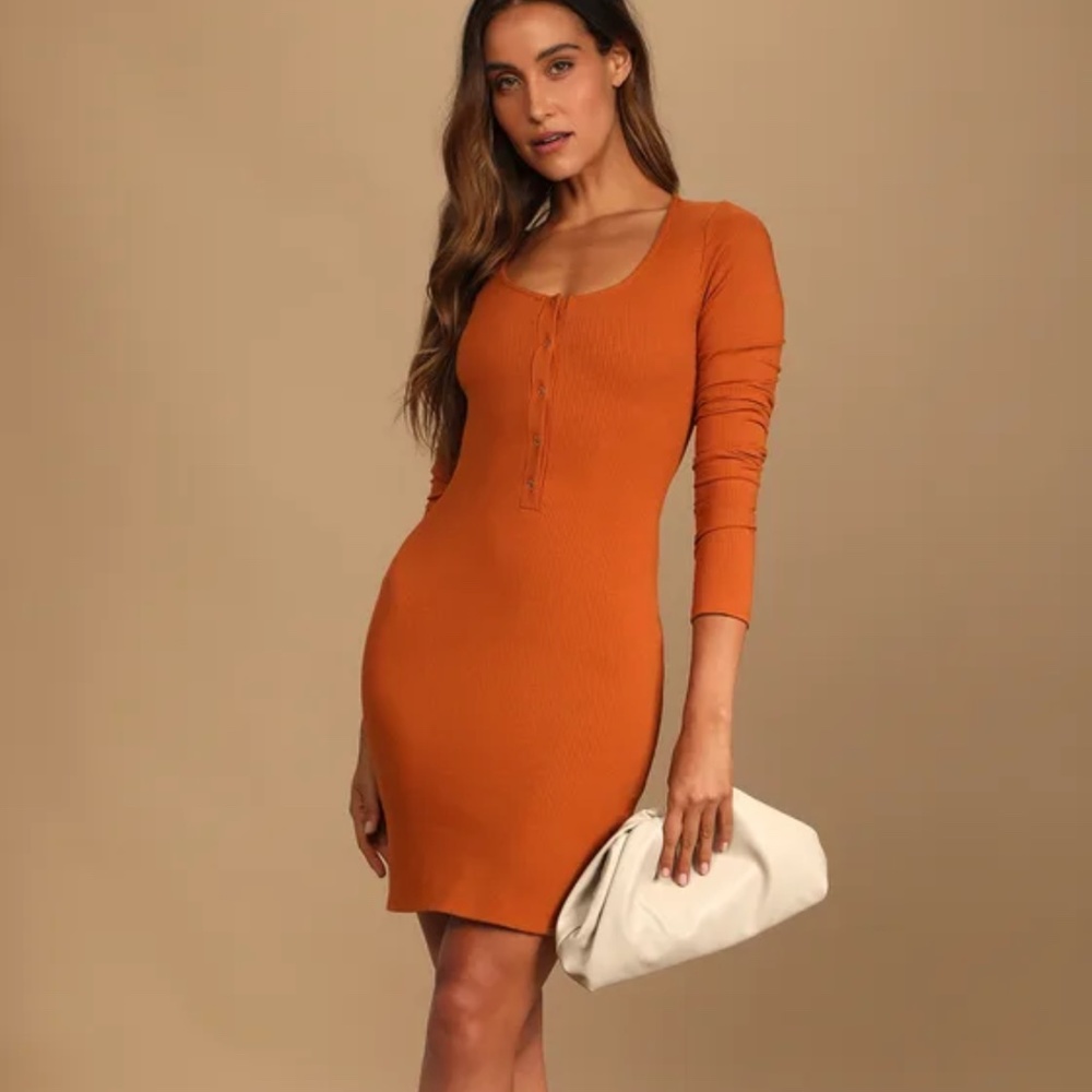 Go Beyond Basic Rust Brown Ribbed Snap Front Body… - image 1